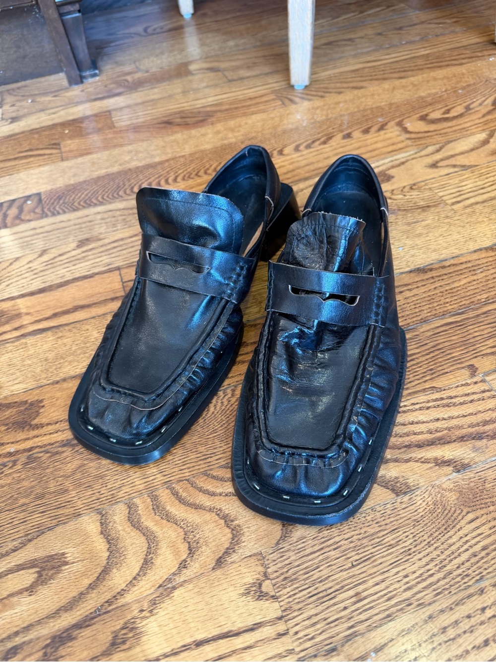 Miista Black Leather Loafers Flats